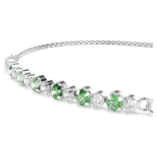Matrix bracelet, Round cut, Green, Rhodium plated