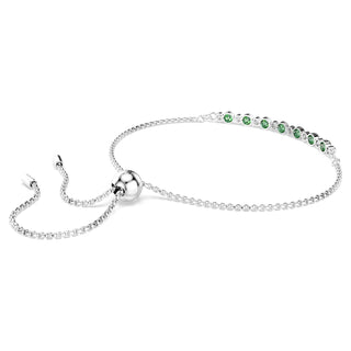 Matrix bracelet, Round cut, Green, Rhodium plated