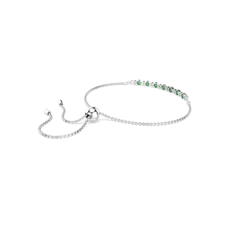 Matrix bracelet, Round cut, Green, Rhodium plated