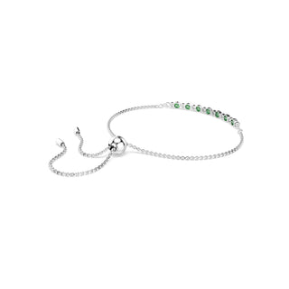 Matrix bracelet, Round cut, Green, Rhodium plated