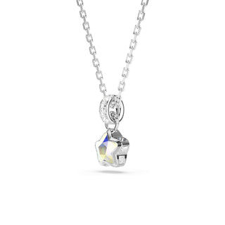 Chroma pendant, Mixed cuts, Star, White, Rhodium plated
