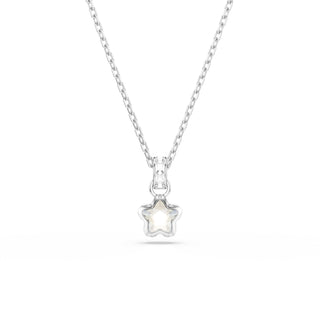 Chroma pendant, Mixed cuts, Star, White, Rhodium plated