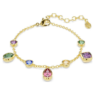Imber bracelet, Mixed cuts, Multicolored, 18K gold finish