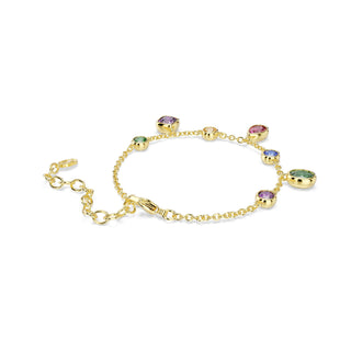Imber bracelet, Mixed cuts, Multicolored, 18K gold finish