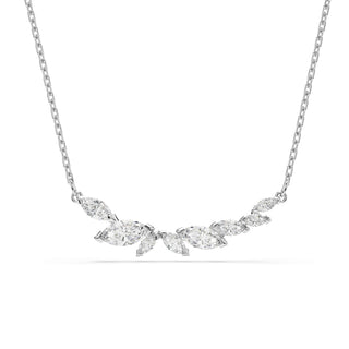 Mesmera necklace, Marquise cut, White, Rhodium plated
