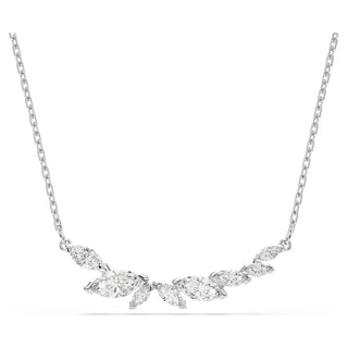 Mesmera necklace, Marquise cut, White, Rhodium plated