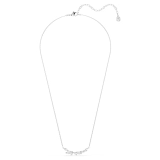 Mesmera necklace, Marquise cut, White, Rhodium plated