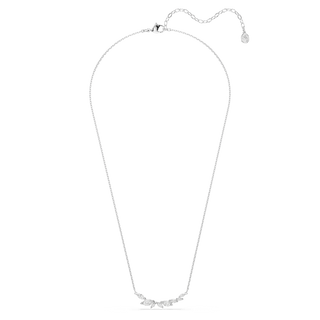 Mesmera necklace, Marquise cut, White, Rhodium plated