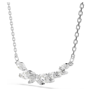 Mesmera necklace, Marquise cut, White, Rhodium plated