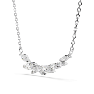 Mesmera necklace, Marquise cut, White, Rhodium plated