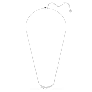 Mesmera necklace, Marquise cut, White, Rhodium plated