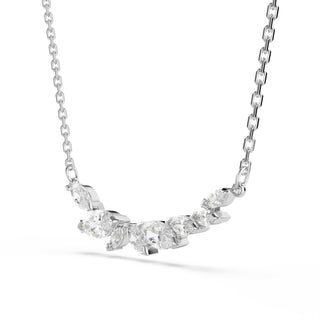 Mesmera necklace, Marquise cut, White, Rhodium plated