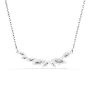 Mesmera necklace, Marquise cut, White, Rhodium plated