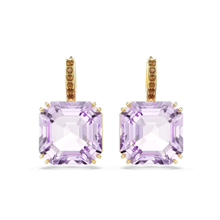 Millenia drop earrings, Square cut, Purple, 18K gold finish