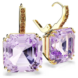 Millenia drop earrings, Square cut, Purple, 18K gold finish