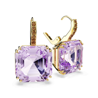 Millenia drop earrings, Square cut, Purple, 18K gold finish