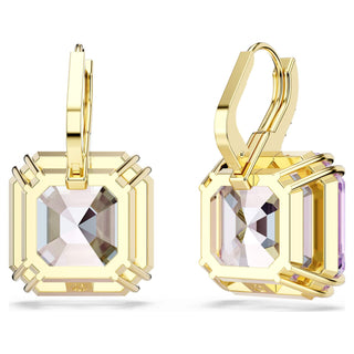 Millenia drop earrings, Square cut, Purple, 18K gold finish