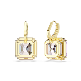 Millenia drop earrings, Square cut, Purple, 18K gold finish