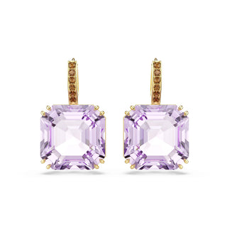 Millenia drop earrings, Square cut, Purple, 18K gold finish