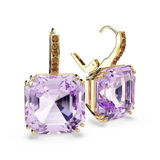 Millenia drop earrings, Square cut, Purple, 18K gold finish