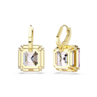 Millenia drop earrings, Square cut, Purple, 18K gold finish