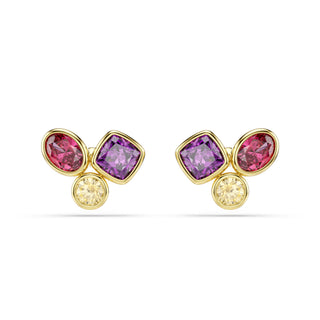 Imber stud earrings, Mixed cuts, Multicolored, 18K gold finish
