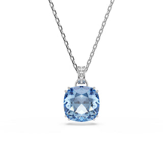 Millenia pendant, Cushion cut, Blue, Rhodium plated