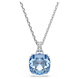 Millenia pendant, Cushion cut, Blue, Rhodium plated