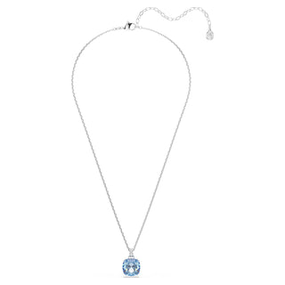 Millenia pendant, Cushion cut, Blue, Rhodium plated