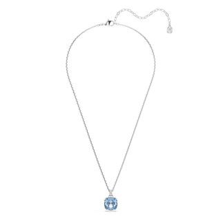 Millenia pendant, Cushion cut, Blue, Rhodium plated