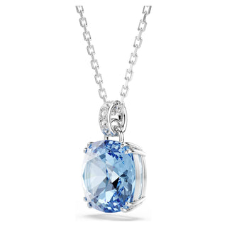 Millenia pendant, Cushion cut, Blue, Rhodium plated