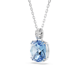 Millenia pendant, Cushion cut, Blue, Rhodium plated