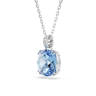 Millenia pendant, Cushion cut, Blue, Rhodium plated
