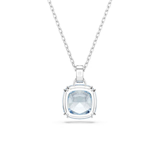 Millenia pendant, Cushion cut, Blue, Rhodium plated