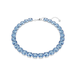 Millenia necklace, Cushion cut, Blue, Rhodium plated