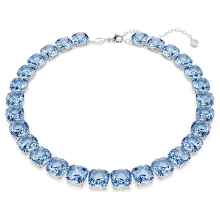 Millenia necklace, Cushion cut, Blue, Rhodium plated