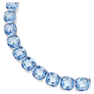Millenia necklace, Cushion cut, Blue, Rhodium plated