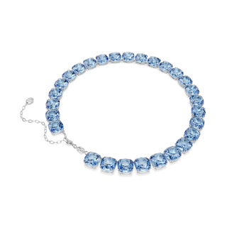 Millenia necklace, Cushion cut, Blue, Rhodium plated