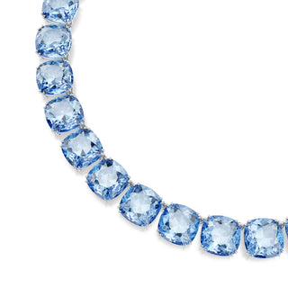 Millenia necklace, Cushion cut, Blue, Rhodium plated