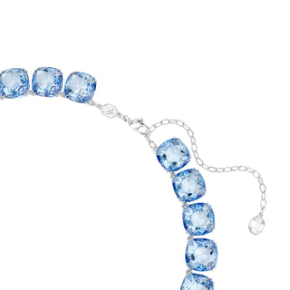 Millenia necklace, Cushion cut, Blue, Rhodium plated