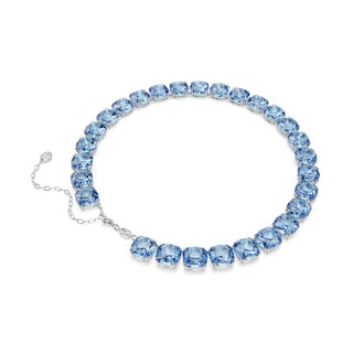 Millenia necklace, Cushion cut, Blue, Rhodium plated