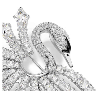 Vienna brooch, Mixed cuts, Swan, White, Rhodium plated