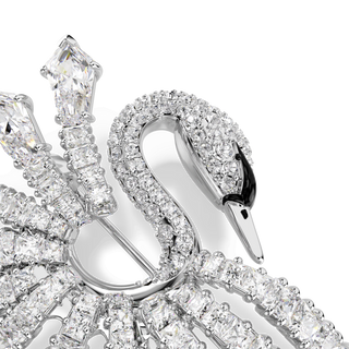 Vienna brooch, Mixed cuts, Swan, White, Rhodium plated