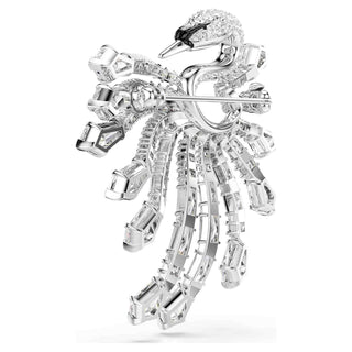 Vienna brooch, Mixed cuts, Swan, White, Rhodium plated