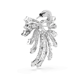 Vienna brooch, Mixed cuts, Swan, White, Rhodium plated