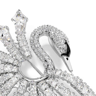 Vienna brooch, Mixed cuts, Swan, White, Rhodium plated