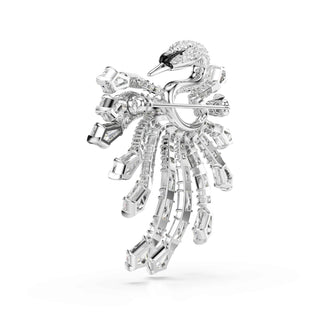 Vienna brooch, Mixed cuts, Swan, White, Rhodium plated