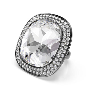 Una Angelic cocktail ring, Cushion cut, White, Ruthenium plated
