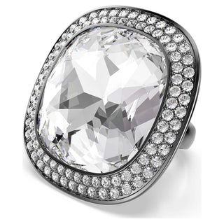 Una Angelic cocktail ring, Cushion cut, White, Ruthenium plated