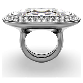 Una Angelic cocktail ring, Cushion cut, White, Ruthenium plated